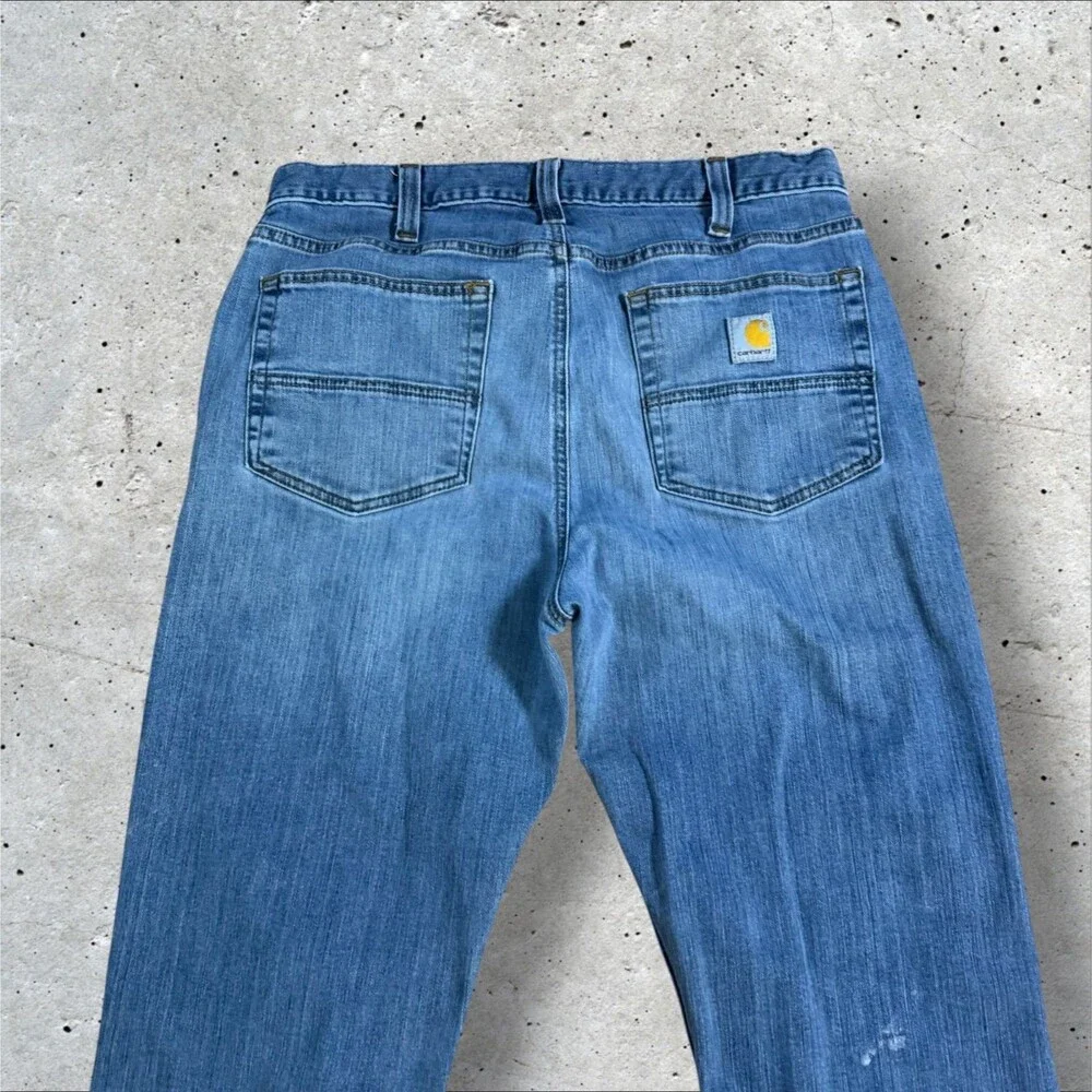 Carhartt Mens Relaxed Fit Straight Leg Jeans 34x34 Blue Denim Workwear Pants